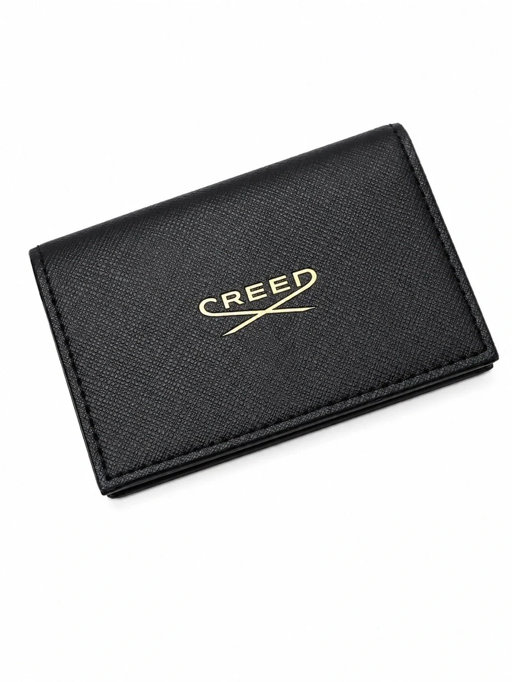 Creed Black Leather Card & Key Holder with Gold Logo